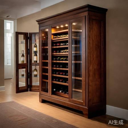 红酒柜人像拍照效果图：品味生活，尽显尊贵风范