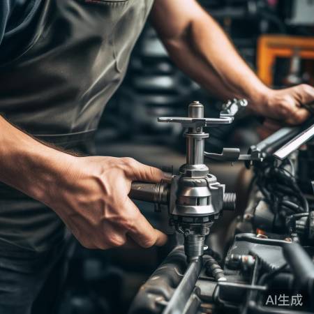 安装新转向阀，对齐接口拧紧螺丝