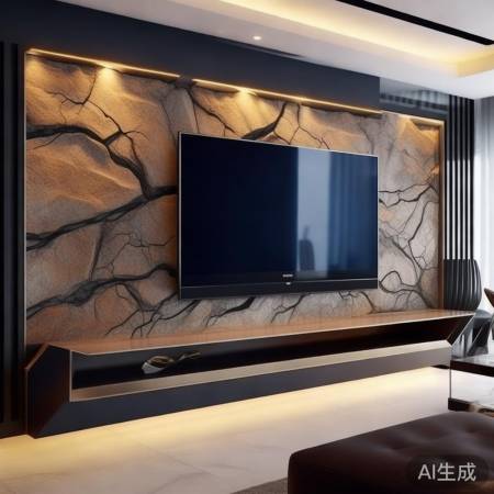 现代家居新宠,岩板电视墙