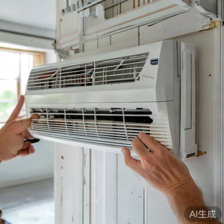 安装空调,确保水平