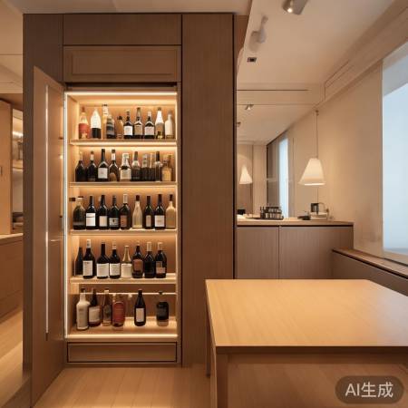 桃木红酒柜与餐桌的完美搭配艺术