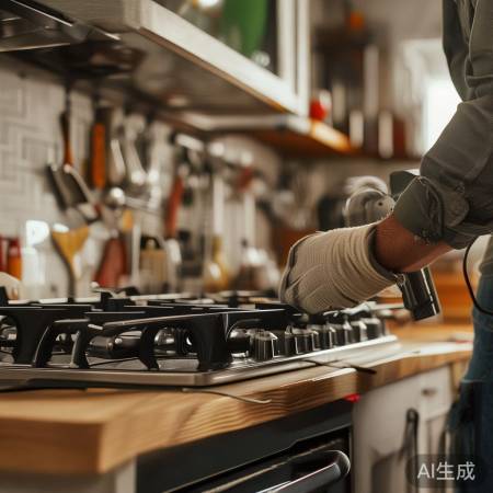 拆燃气灶，拧下螺丝