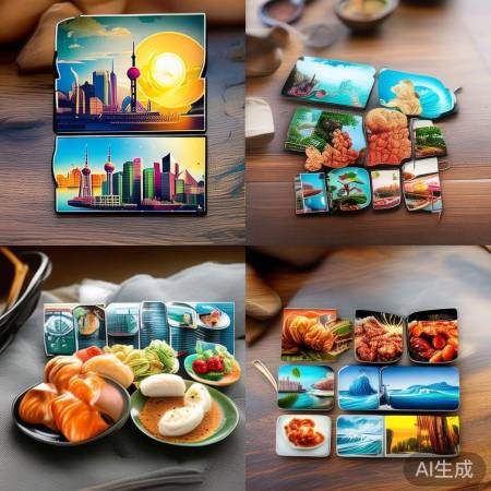 上海地标美食旅行纪念冰箱贴