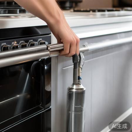 集成灶气源连接完毕