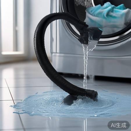 “黑色软管塞防溅，洗衣更安心”