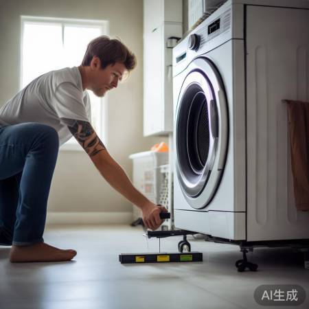 “用水平尺调洗衣机水平”