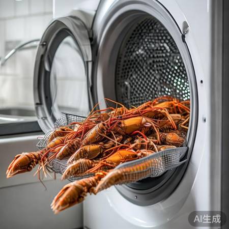 洗衣机洗龙虾干，注意清洁与数量