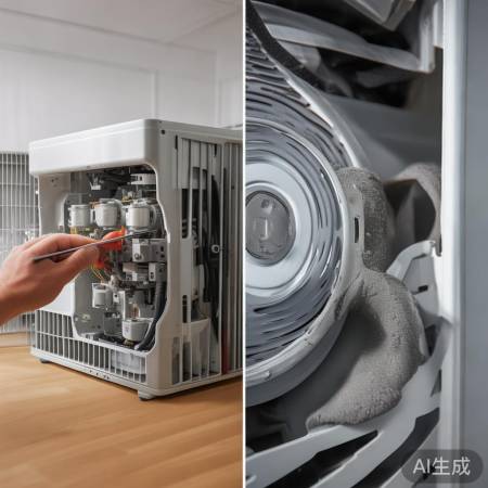 空调噪音大，零件松动或积灰