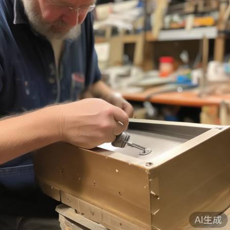 “组装红酒柜底座,螺丝固定。”