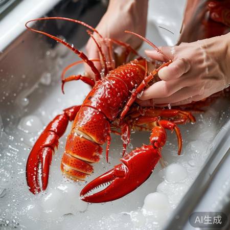 清洗龙虾，去除杂质