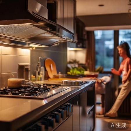 “得力油烟机静音低至50分贝”