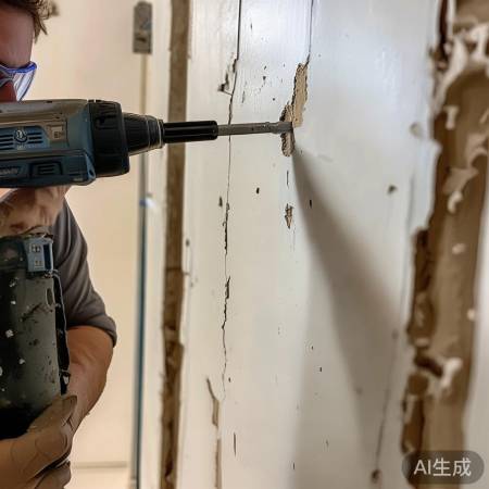 钻孔准定位，热水器稳固装