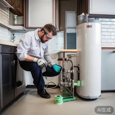 热水器水管连接，缠生料带防漏